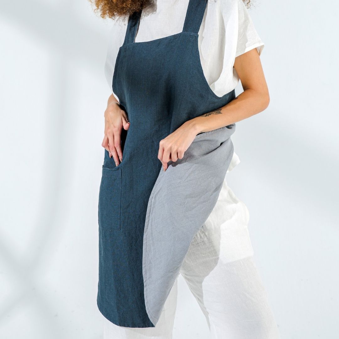 Cross Back Linen Apron