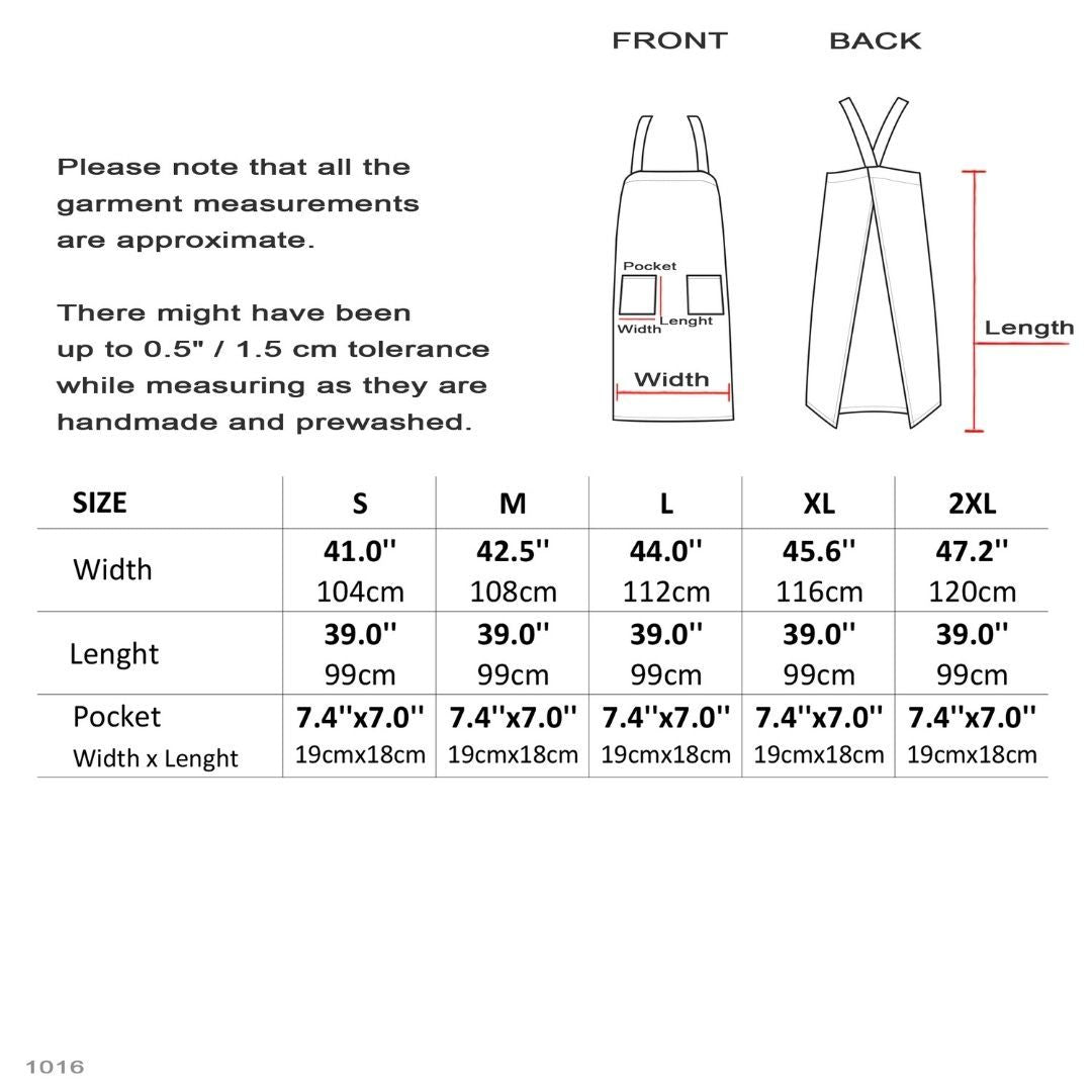 CrossBackLinenApronSizeChart