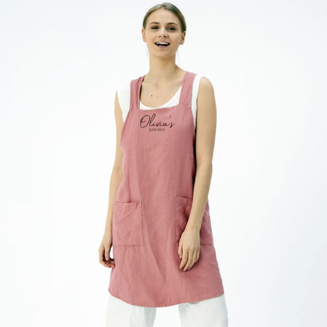 Cross Back Linen Apron