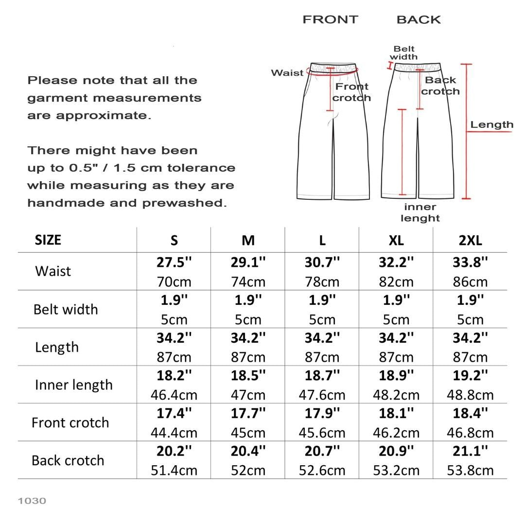 Drawstring Waist Linen Pants Size Chart