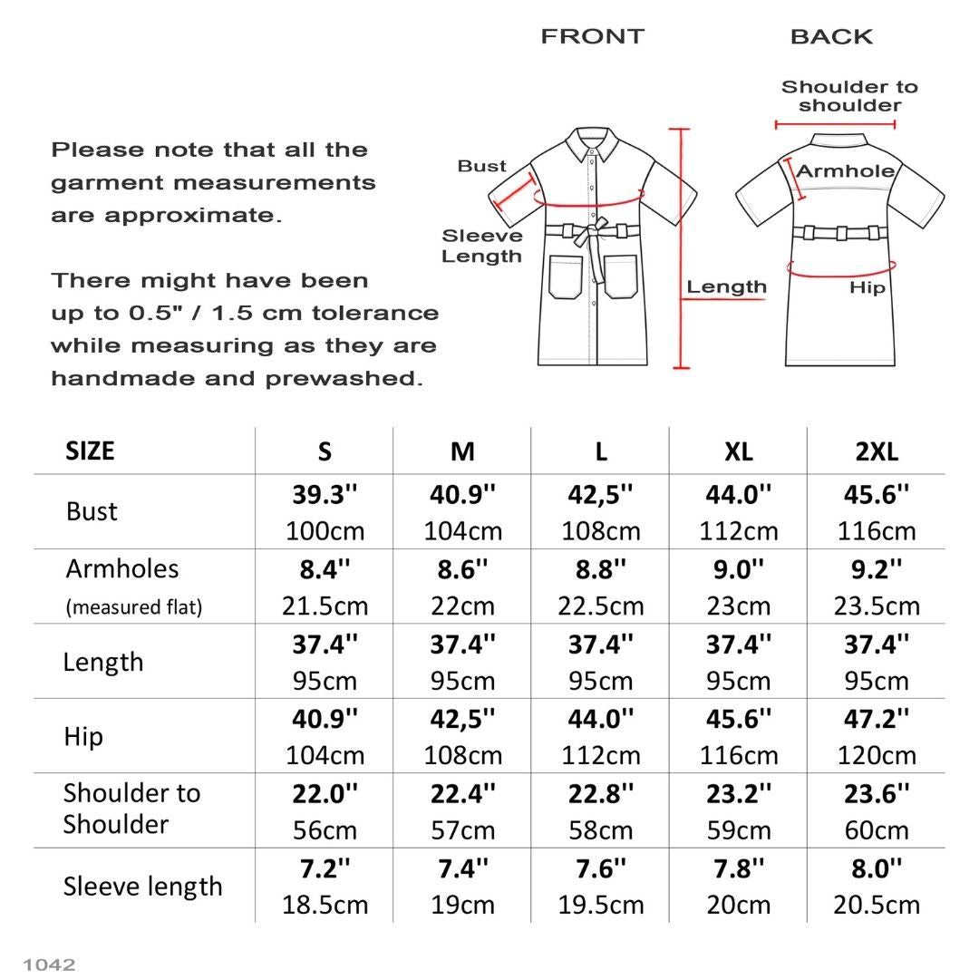 ElbowSleeveLinenTunicDressSizeChart