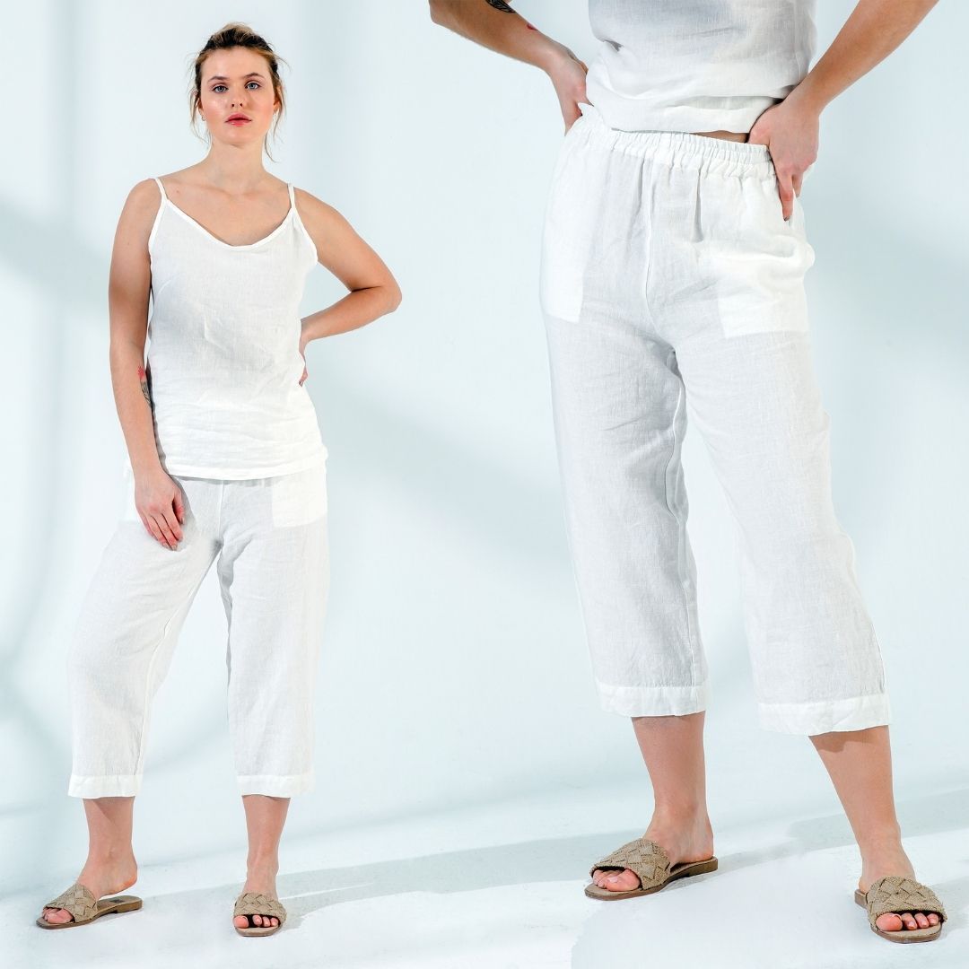 Linen Elastic Waist Pants