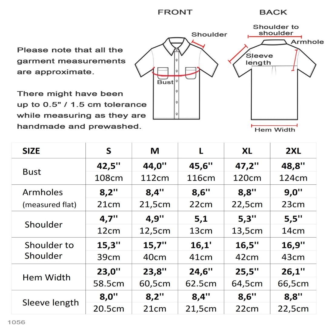 ShortSleeveLinenShirtSizeChart