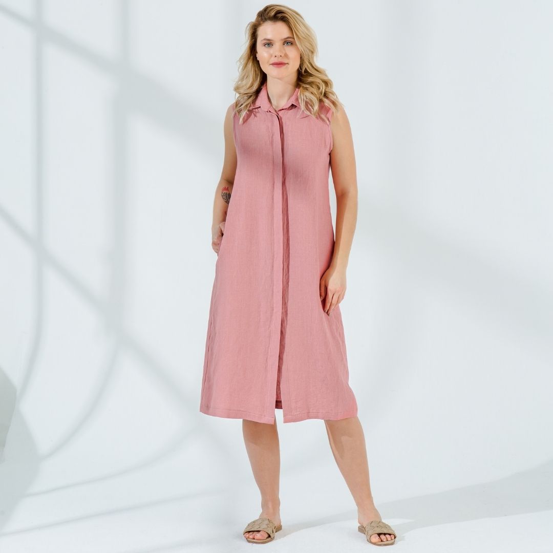 Sleeveless Midi Linen Dress