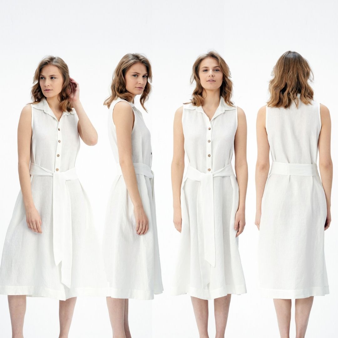 White Midi Linen Dress