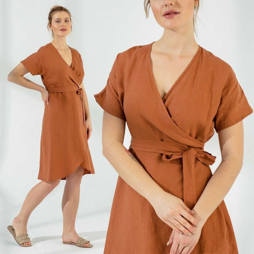 Wrap Linen Dress for women