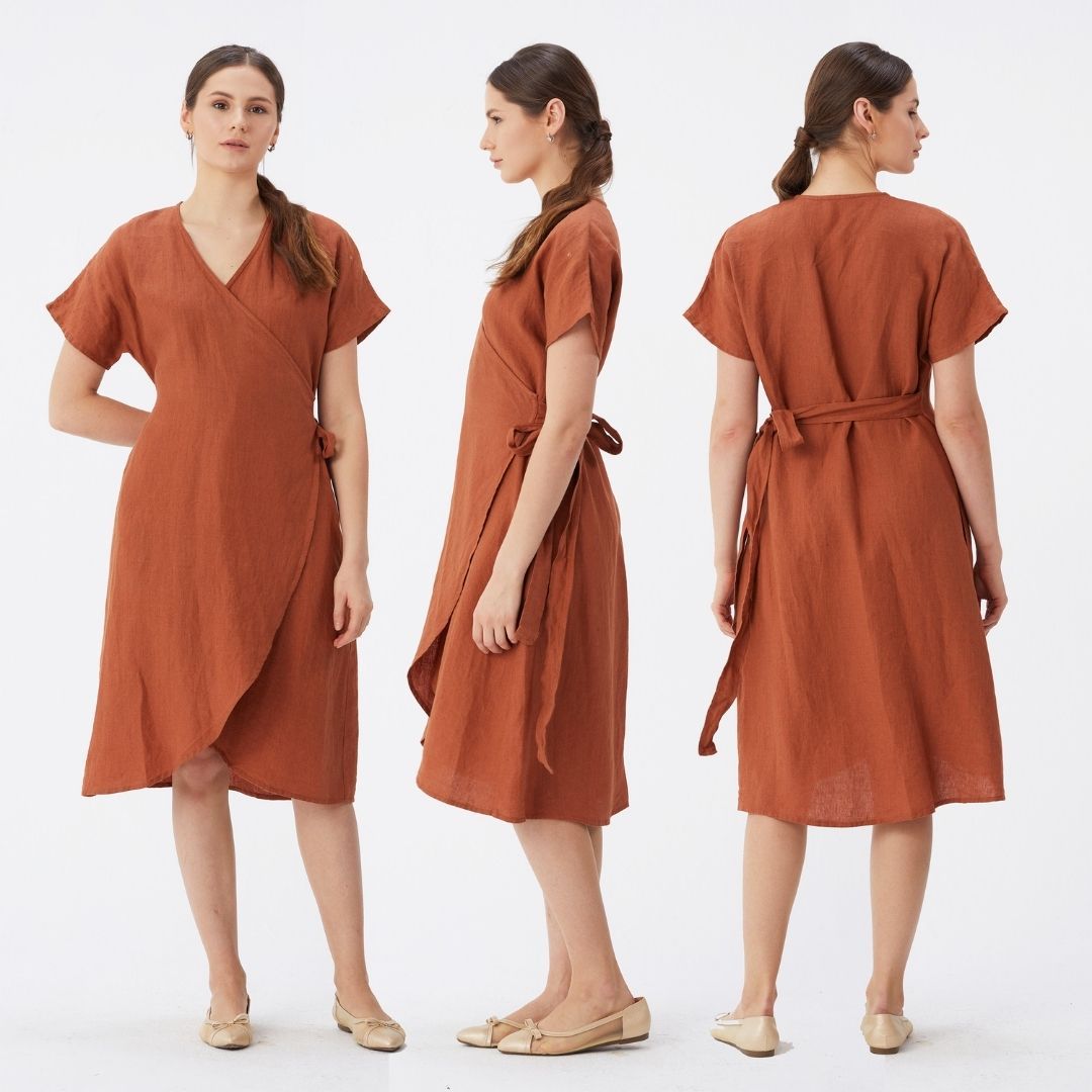 Wrap Linen Summer Dress for Women